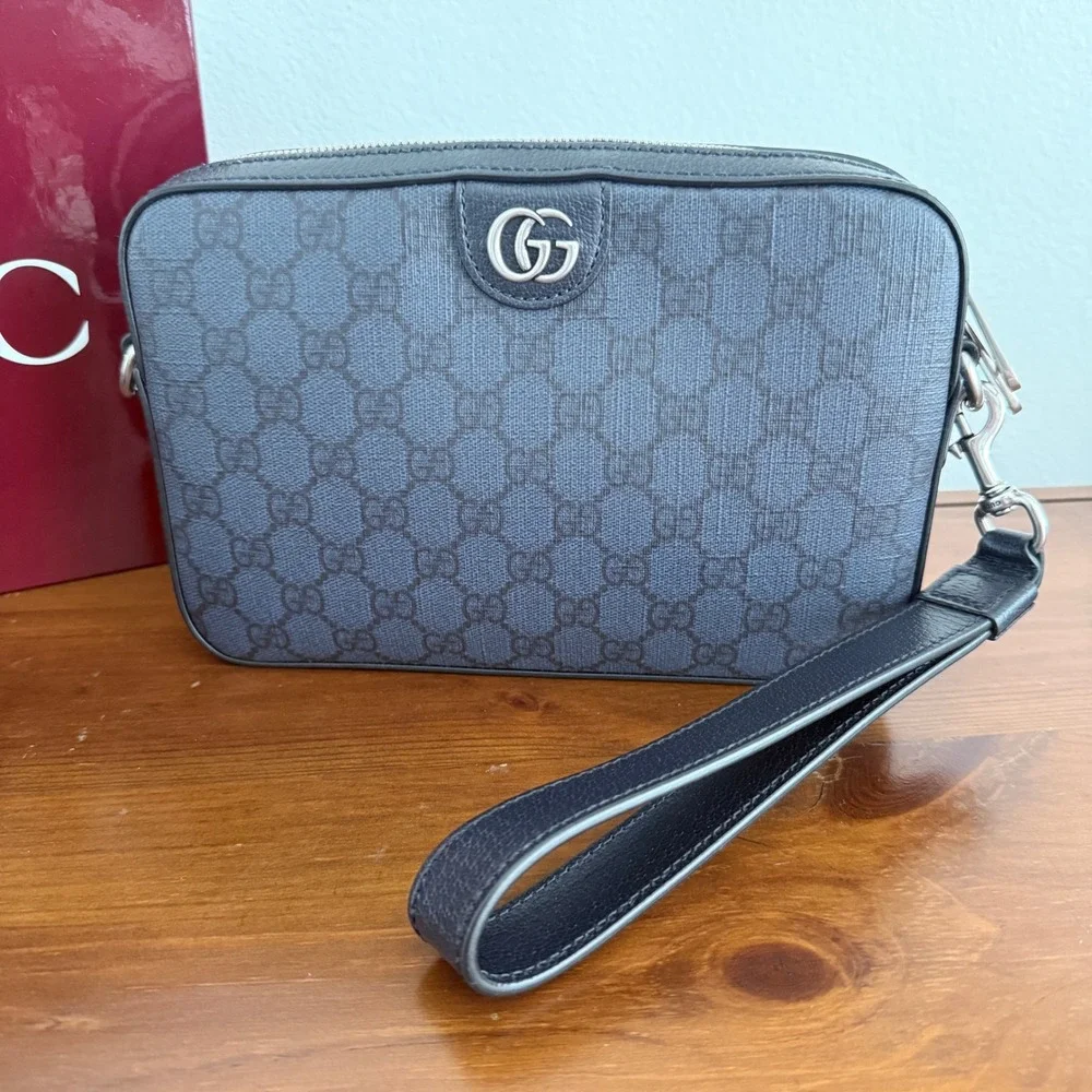 Gucci‎ Ophidia GG Supreme Messenger Bag Navy Blue Black Canvas 598103